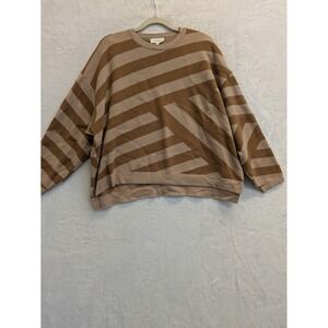 Böhme Women's Striped Brown‎ Beige Knit Pullover Sweater Size Small
